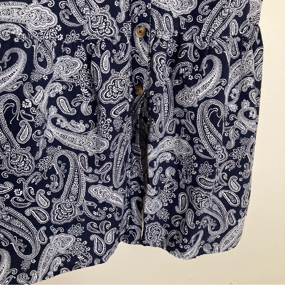 LOFT Blue Paisley Linen Blend Maxi Dress Size 4 - Picture 5 of 8